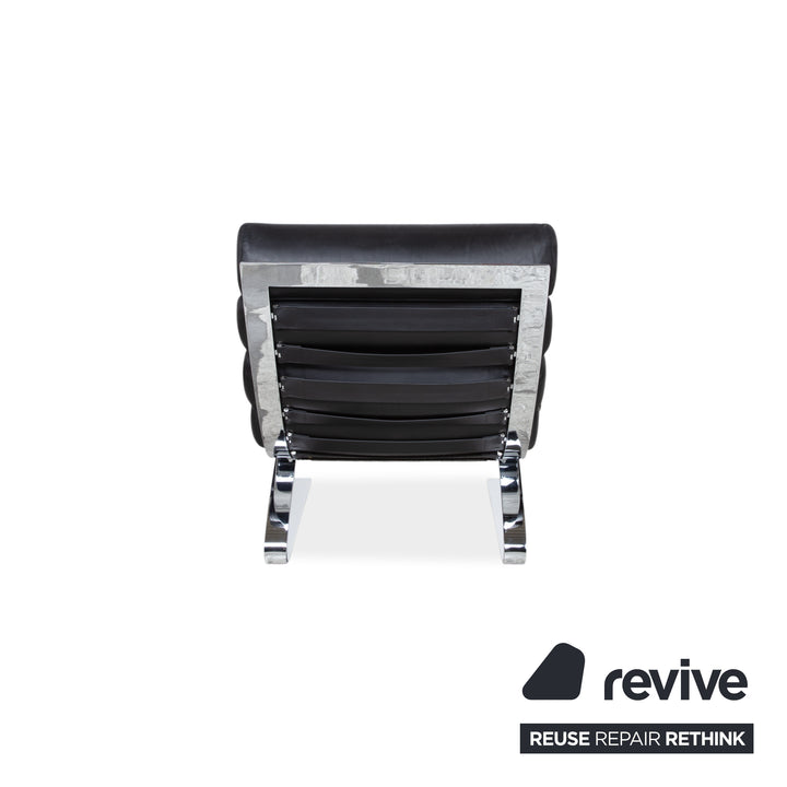 Cor Sinus Leather Chrome Armchair Black incl. Footstool Cantilever