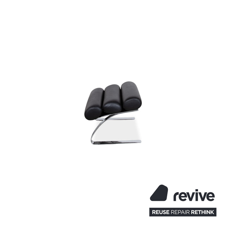 Cor Sinus Leather Chrome Armchair Black incl. Footstool Cantilever