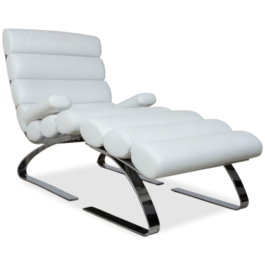 COR Sinus Leder Sessel Weiß Chrom inkl. Ottomane
