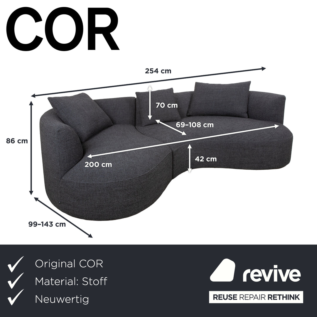 Cor Siwa Stoff Ecksofa Grau Sofa Couch