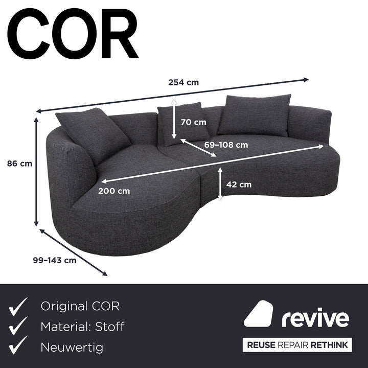 Cor Siwa Stoff Ecksofa Grau Sofa Couch