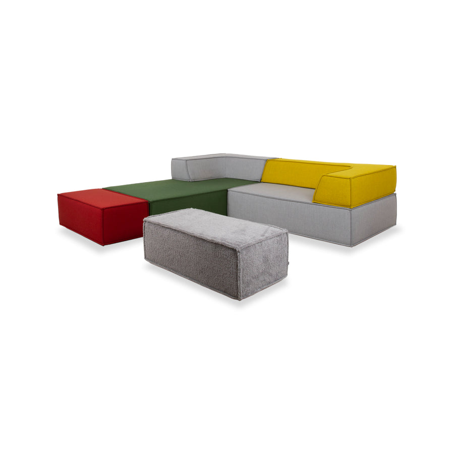 Canapé d'angle en tissu COR Trio 2x poufs gris rouge multicolore canapé modulaire