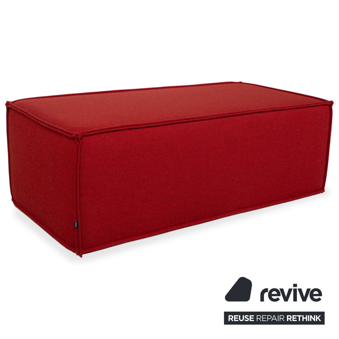 COR Trio Stoff Ecksofa 2x Hocker Grau Rot Bunt Sofa Couch Modulsofa