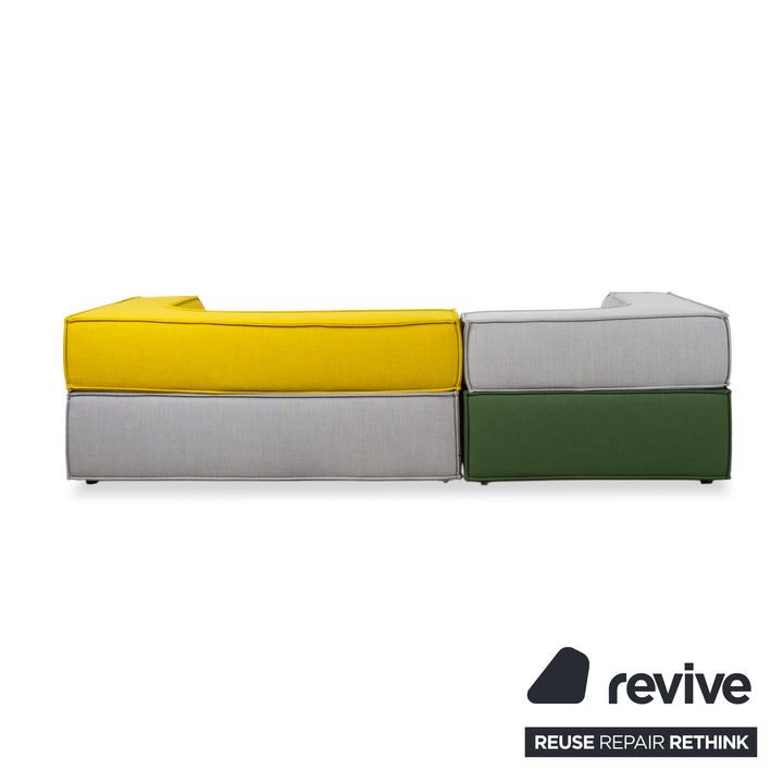 COR Trio Stoff Ecksofa Grau Bunt Sofa Couch Modulsofa