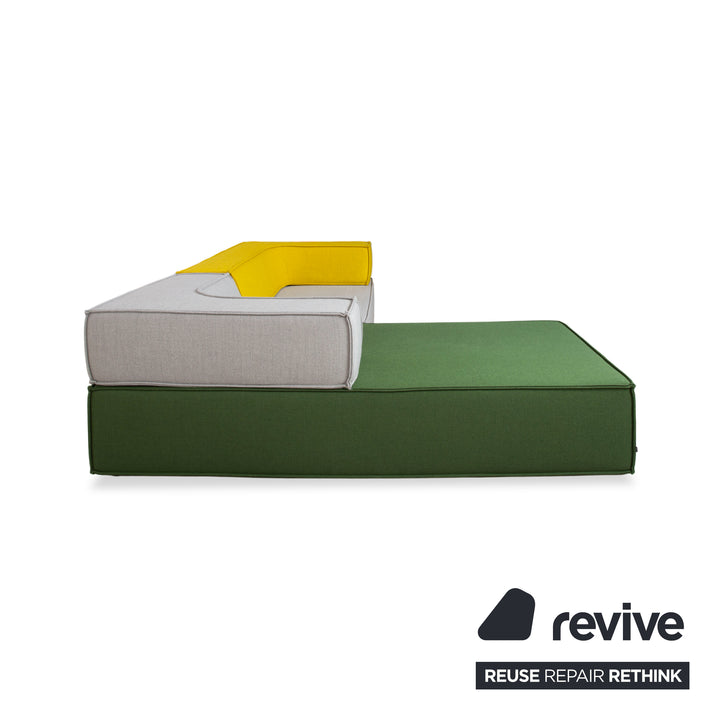 COR Trio Stoff Ecksofa Grau Bunt Sofa Couch Modulsofa