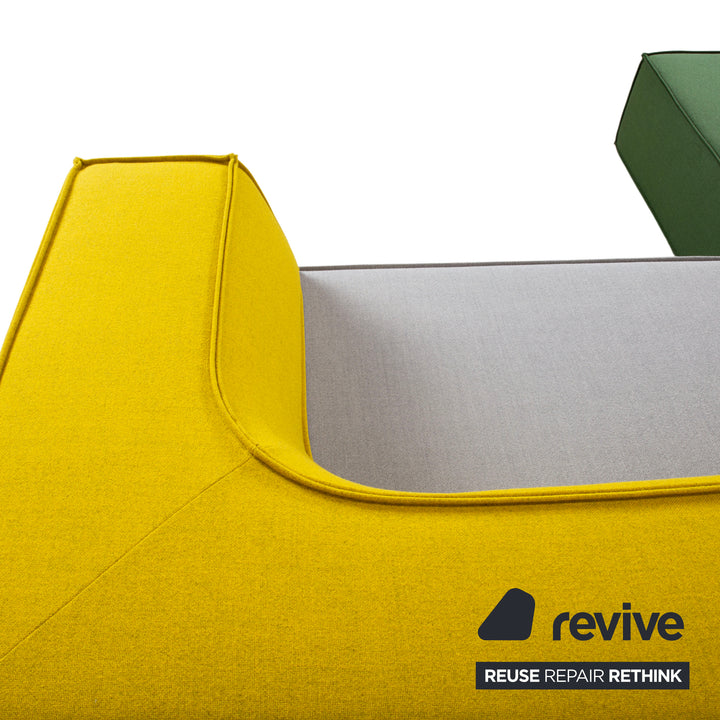 COR Trio Stoff Ecksofa Grau Bunt Sofa Couch Modulsofa