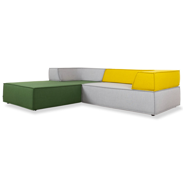 COR Trio Stoff Ecksofa Grau Bunt Sofa Couch Modulsofa
