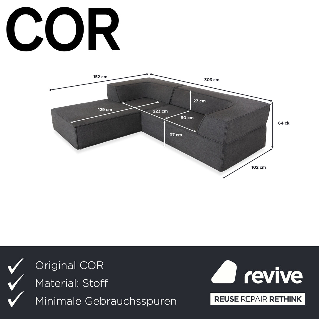 COR Trio Stoff Ecksofa Grau Sofa Couch