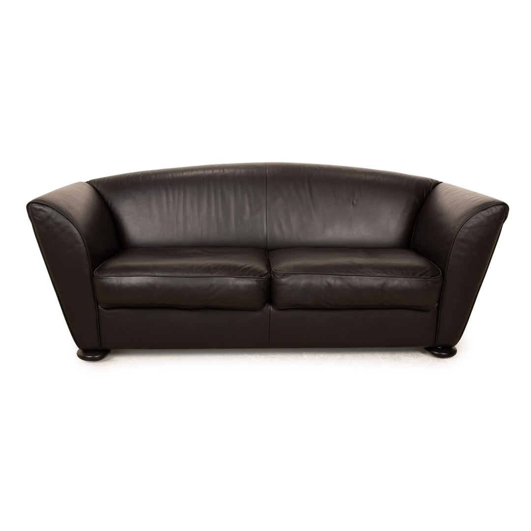 Cor Zelda Leather Two Seater Black Sofa Couch