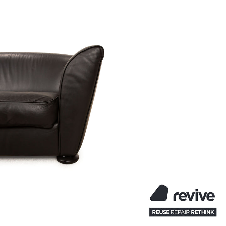 Cor Zelda Leather Two Seater Black Sofa Couch