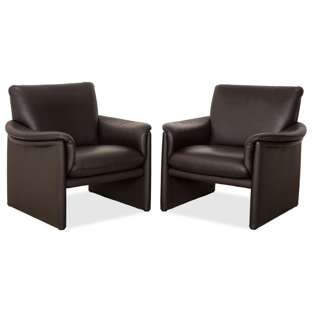 COR Zento Ensemble de 2 fauteuils en cuir marron foncé, café et châtaigne