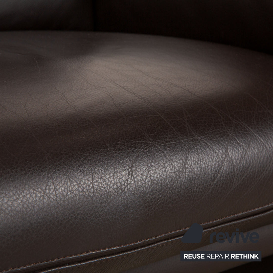 COR Zento Ensemble de 2 fauteuils en cuir marron foncé, café et châtaigne