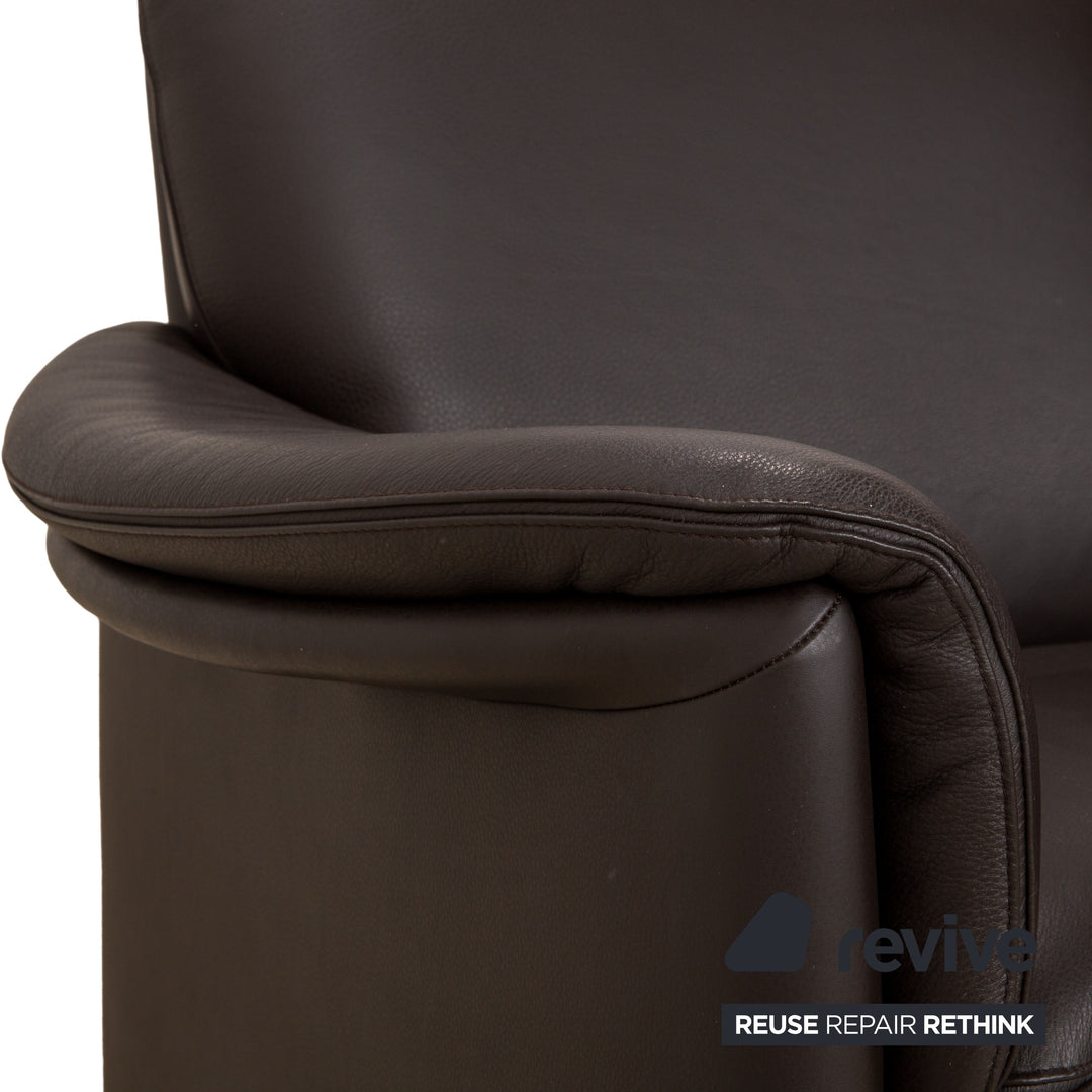 COR Zento Garnitur Leder Dreisitzer & 2x Sessel Dunkelbraun Kastanie Kaffee Sofa Couch