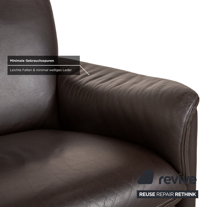 COR Zento Garnitur Leder Dreisitzer & 2x Sessel Dunkelbraun Kastanie Kaffee Sofa Couch