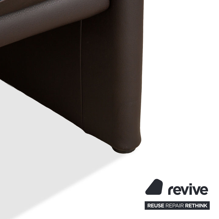 COR Zento Leather Three-Seater Dark Brown Chestnut Coffee Sofa Couch