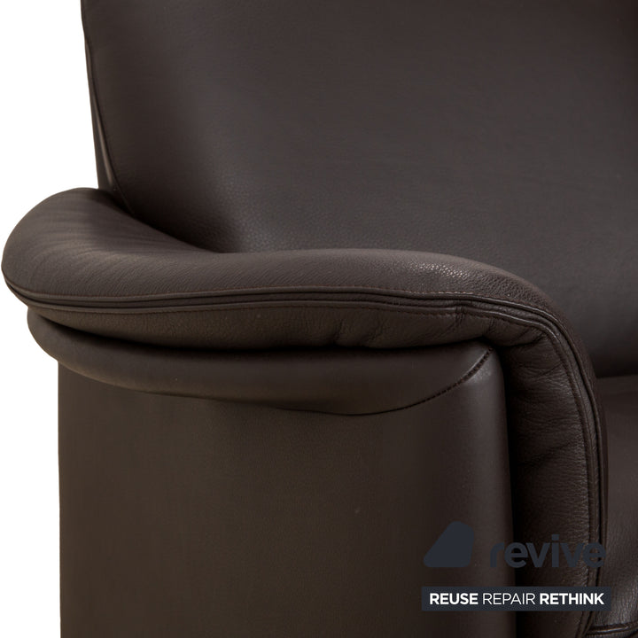 COR Zento Leather Three-Seater Dark Brown Chestnut Coffee Sofa Couch