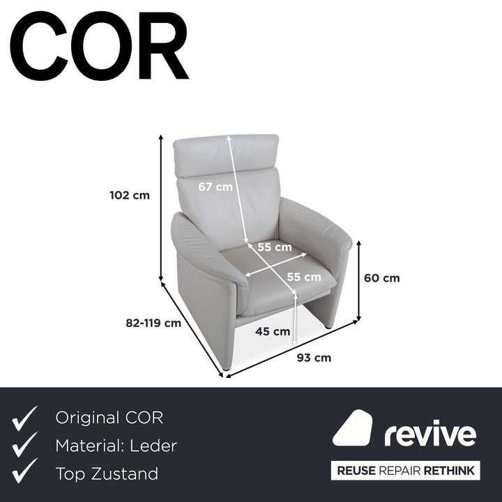 Cor Zento Leather Armchair Cream manual function