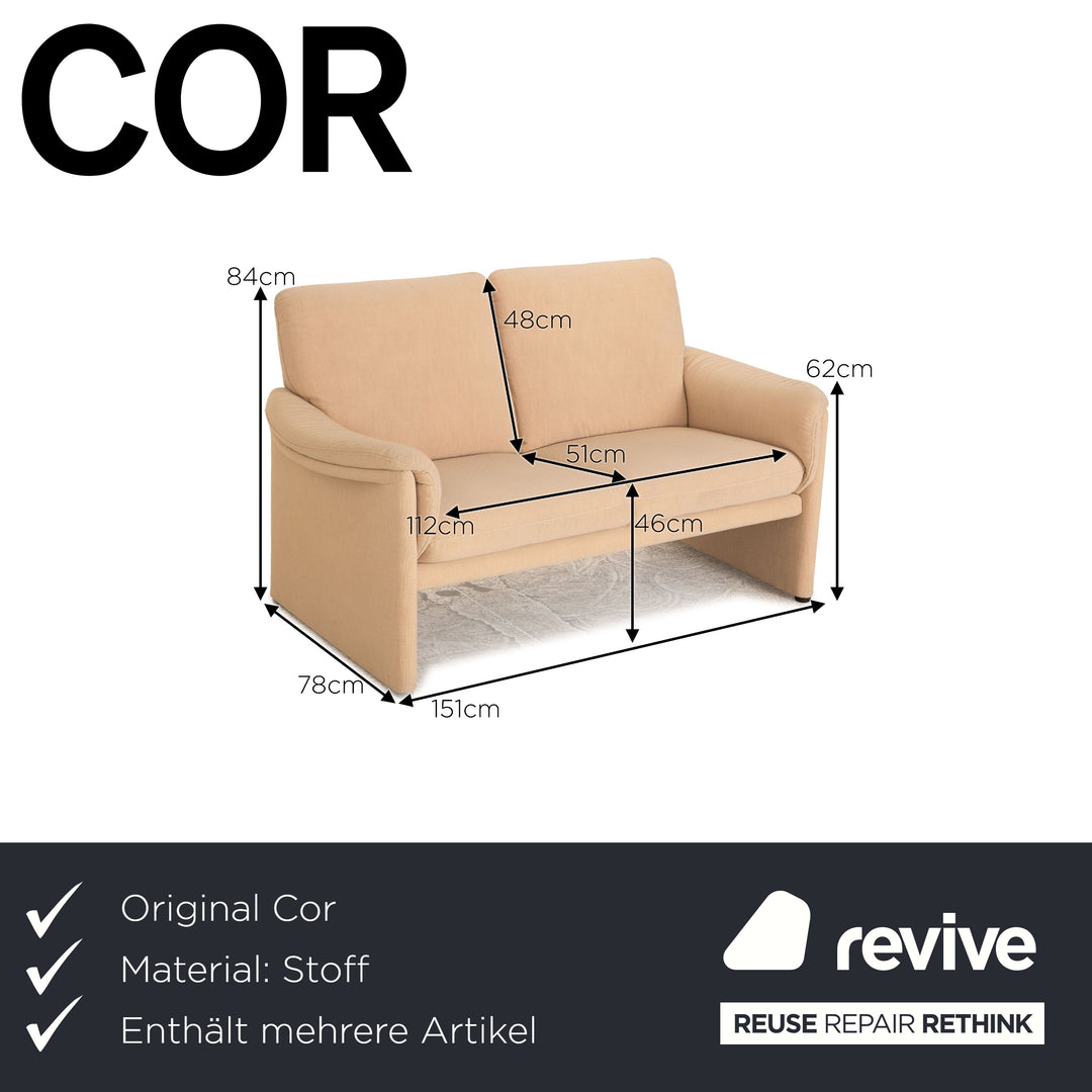Cor Zento Stoff Sofa Garnitur Beige Sessel Zweisitzer Couch
