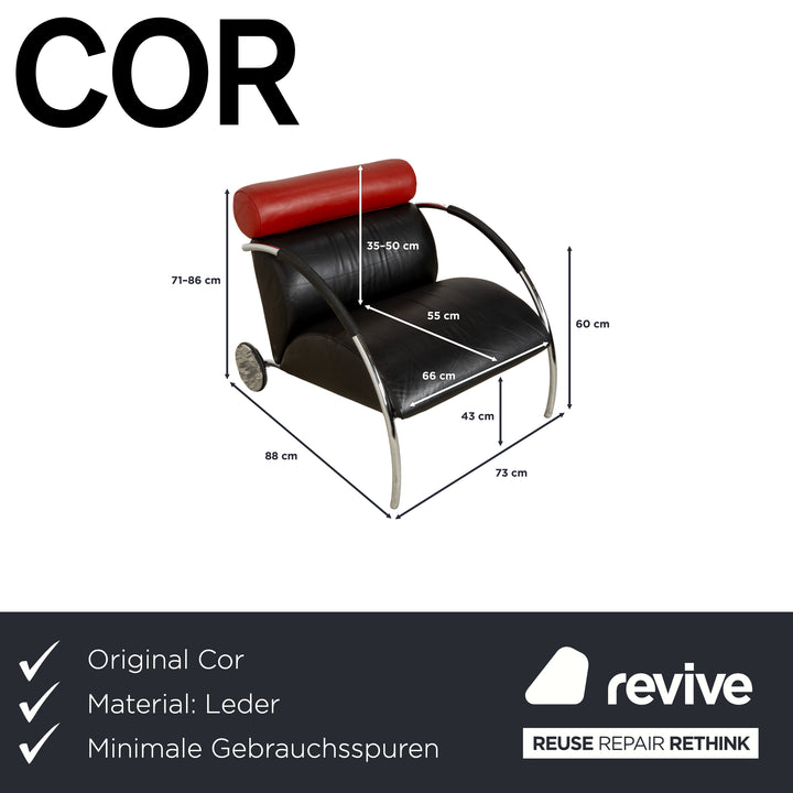 Cor Zyklus Leder Sessel Schwarz Rot manuelle Funktion