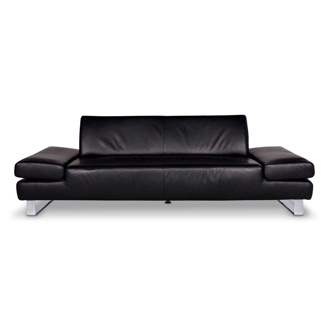 Willi Schillig Taboo Designer Leather Sofa Black Three-Seater Couch #9577