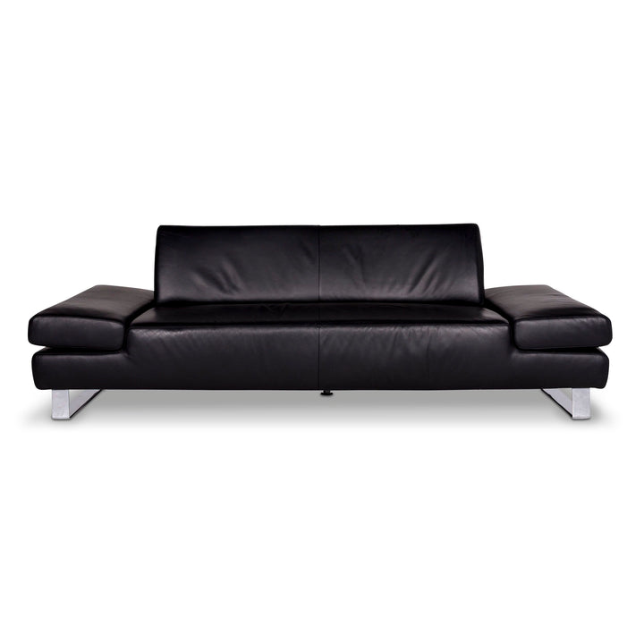 Willi Schillig Taboo Designer Leather Sofa Black Three-Seater Couch #9577