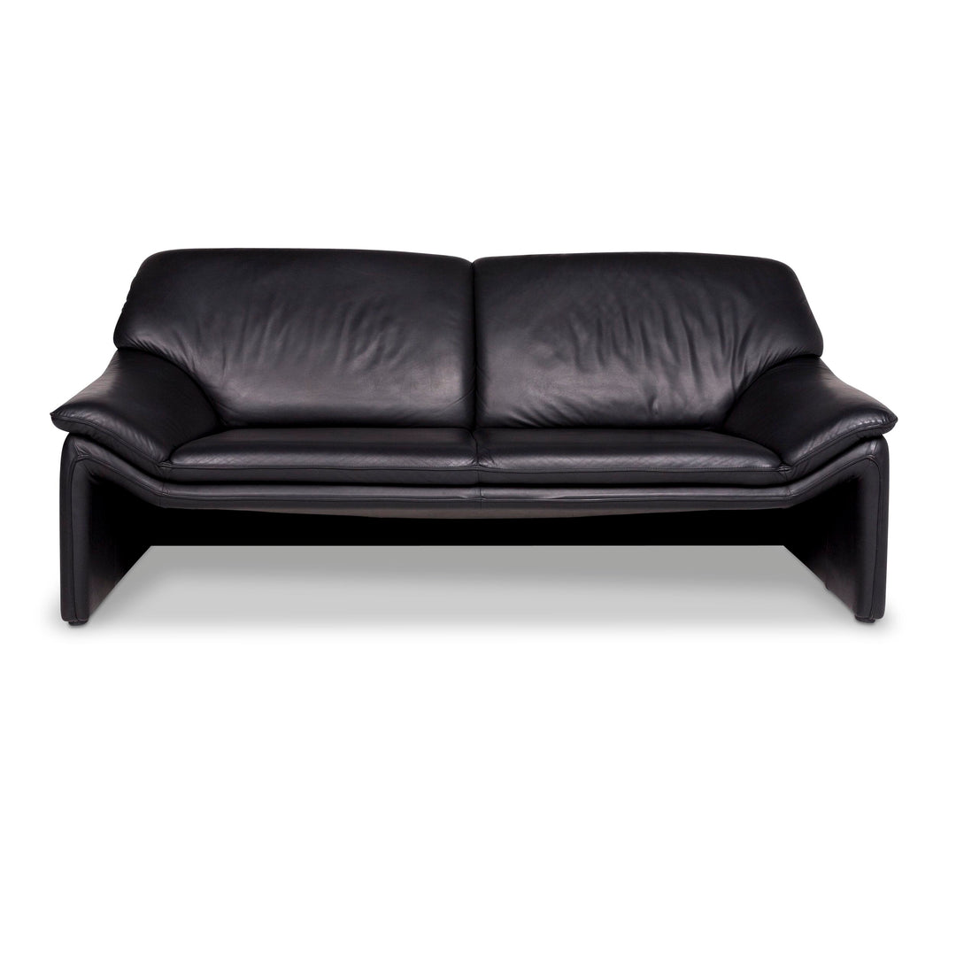 Laauser Atlanta Designer Leather Sofa Black Three-Seater Couch #9554