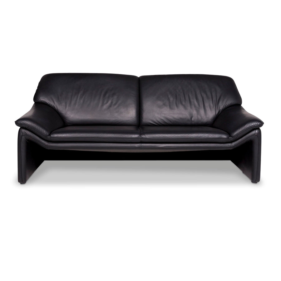 Laauser Atlanta Designer Leather Sofa Black Three-Seater Couch #9554