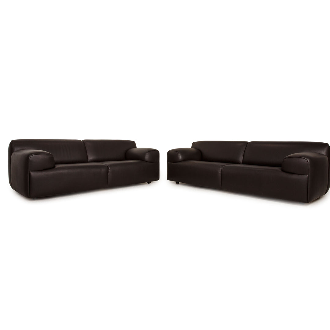 de Sede DS 0820 leather sofa set dark brown three-seater two-seater couch