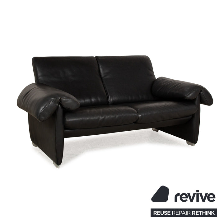 de Sede DS 10 Leather Two Seater Black Sofa Couch