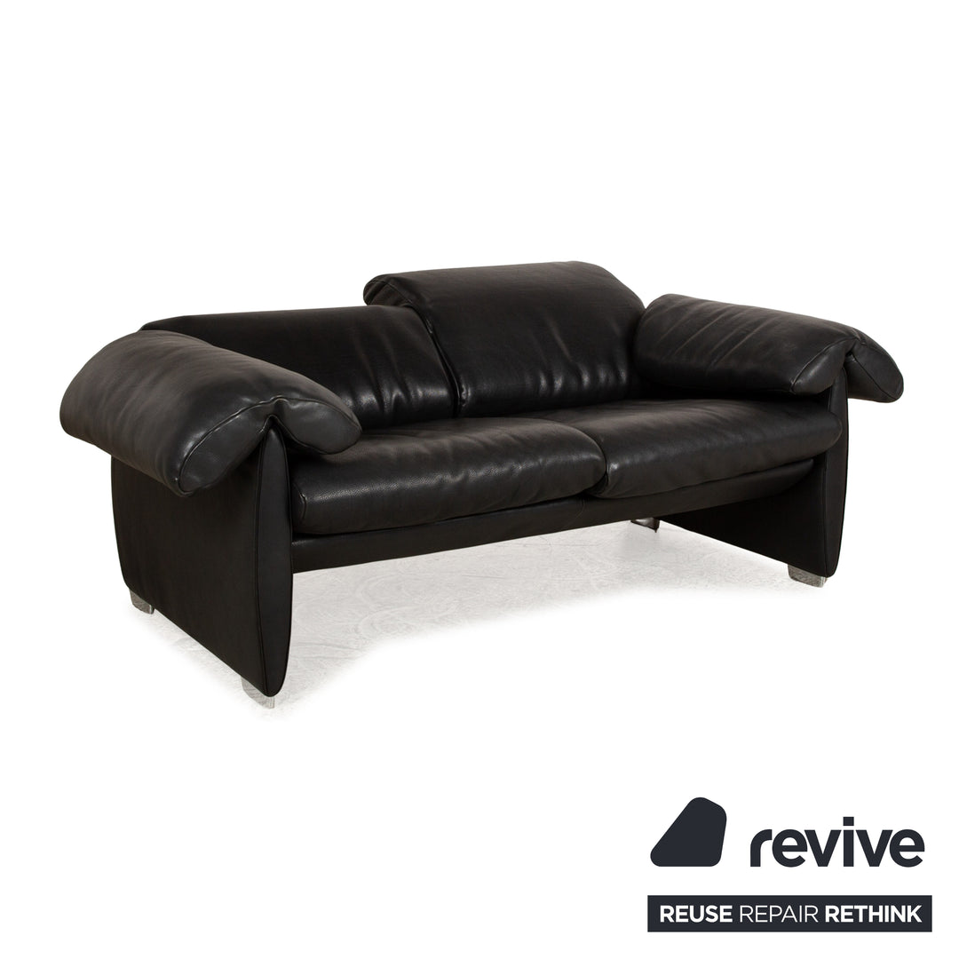 de Sede DS 10 Leather Two Seater Black Sofa Couch