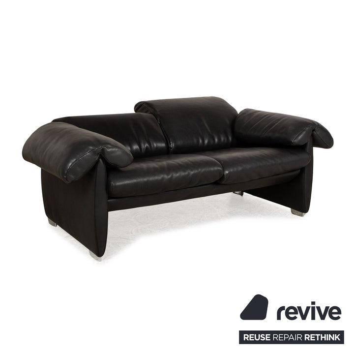 de Sede DS 10 Leather Two Seater Black Sofa Couch