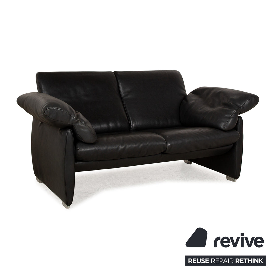 de Sede DS 10 Leather Two Seater Black Sofa Couch