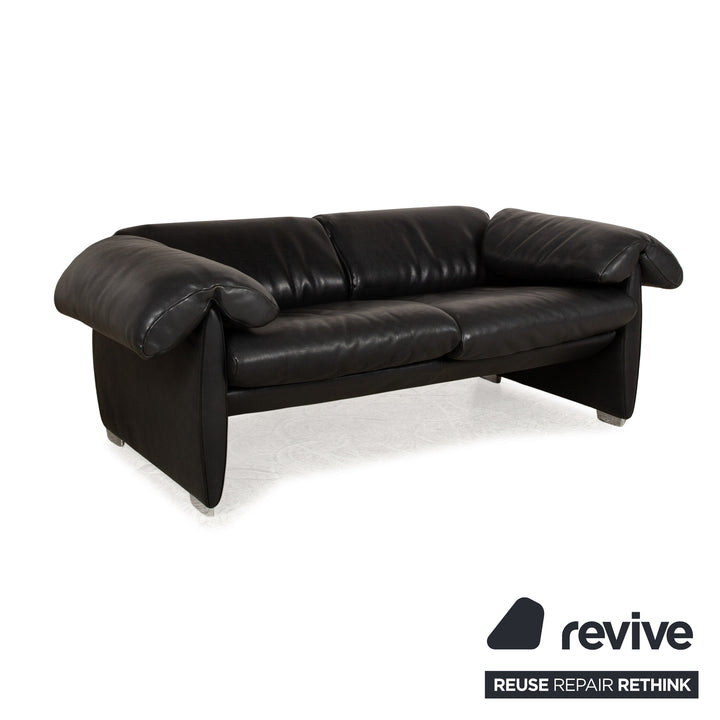 de Sede DS 10 Leather Two Seater Black Sofa Couch