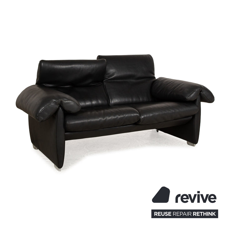 de Sede DS 10 Leather Two Seater Black Sofa Couch