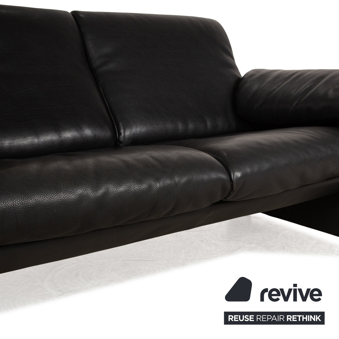 de Sede DS 10 Leather Two Seater Black Sofa Couch