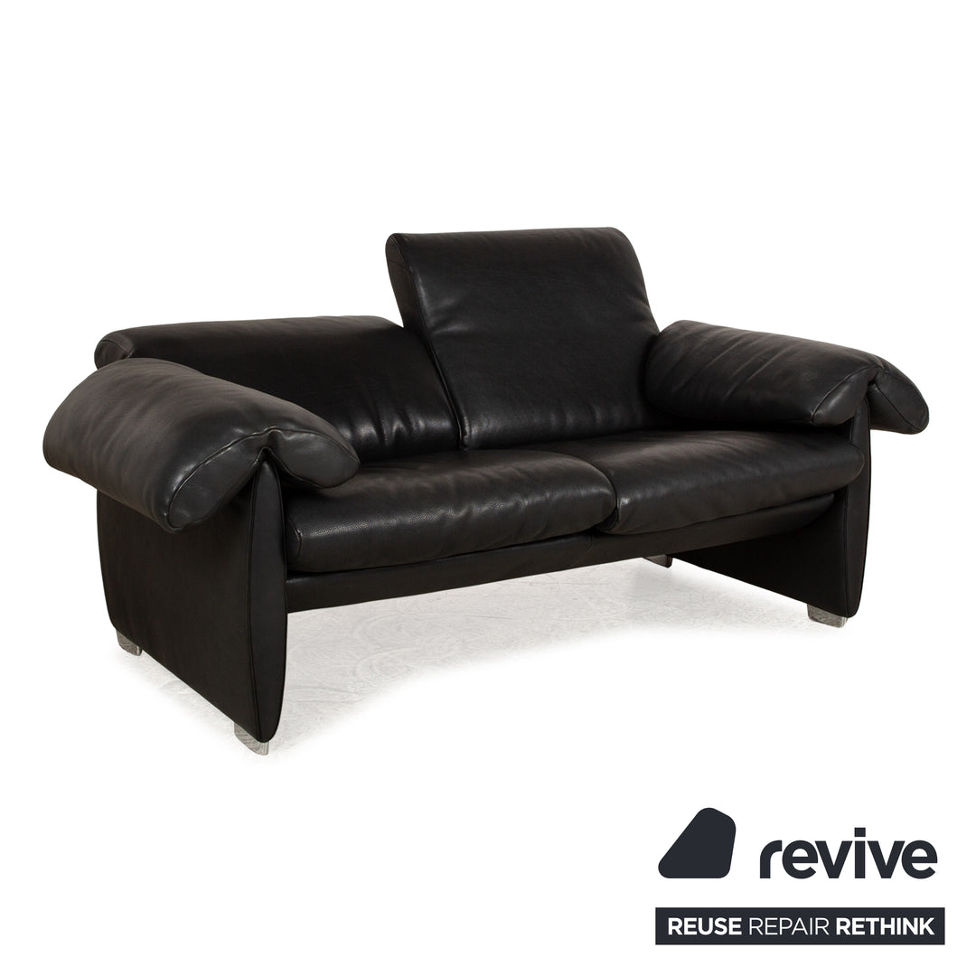 de Sede DS 10 Leather Two Seater Black Sofa Couch