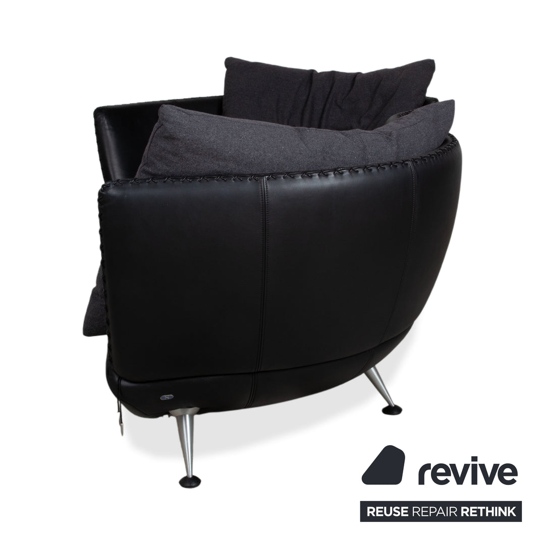 de Sede DS-102 Dreisitzer Leder Sofa Schwarz Couch