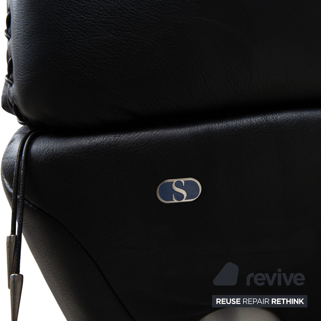 de Sede DS-102 Dreisitzer Leder Sofa Schwarz Couch