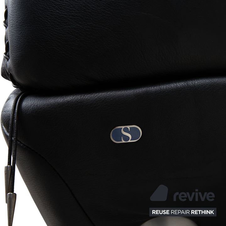 de Sede DS-102 Dreisitzer Leder Sofa Schwarz Couch