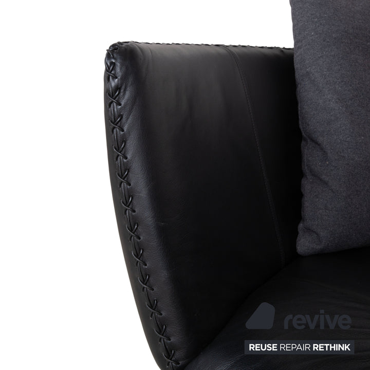 de Sede DS-102 Dreisitzer Leder Sofa Schwarz Couch