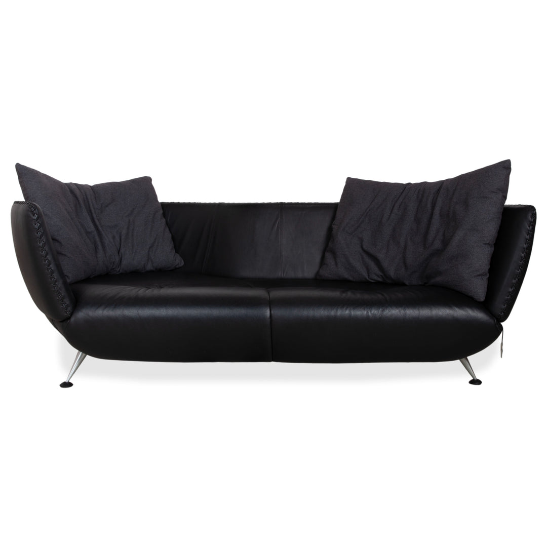 de Sede DS-102 Dreisitzer Leder Sofa Schwarz Couch