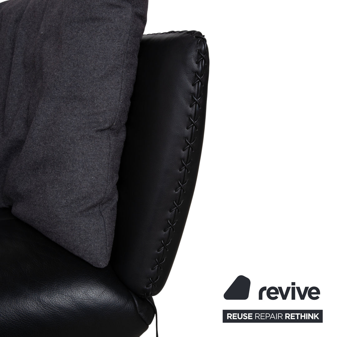 de Sede DS-102 Dreisitzer Leder Sofa Schwarz Couch