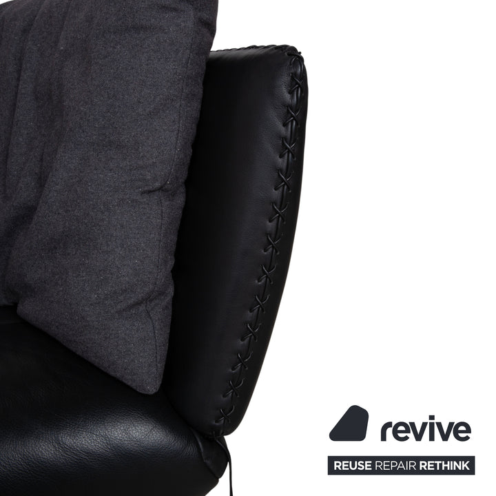 de Sede DS-102 Dreisitzer Leder Sofa Schwarz Couch