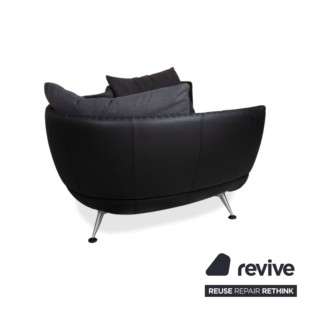 de Sede DS-102 Dreisitzer Leder Sofa Schwarz Couch