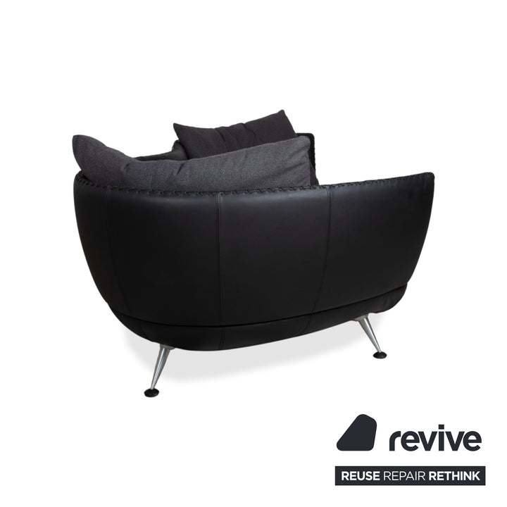 de Sede DS-102 Dreisitzer Leder Sofa Schwarz Couch