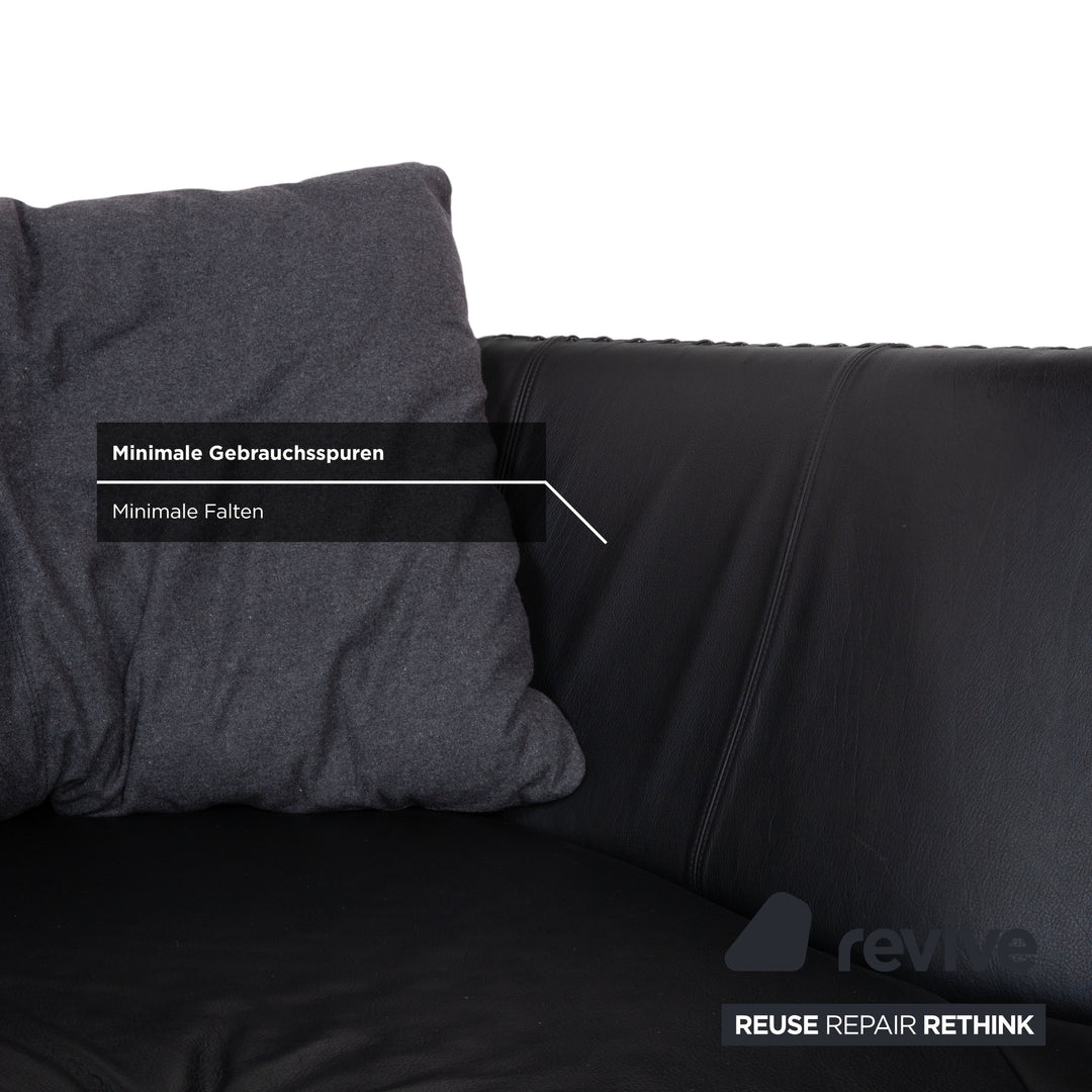 de Sede DS-102 Dreisitzer Leder Sofa Schwarz Couch