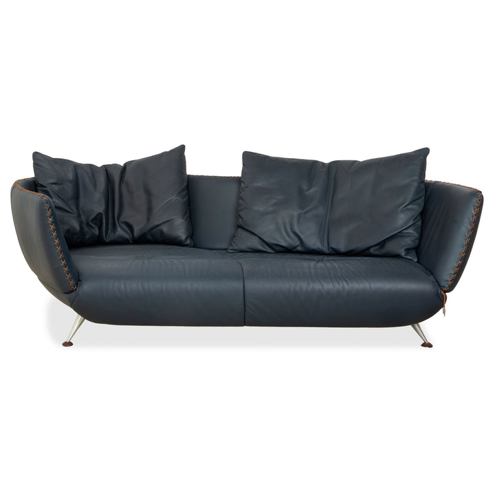 de Sede DS-102 Leder Dreisitzer Dunkelblau Marineblau Sofa Couch