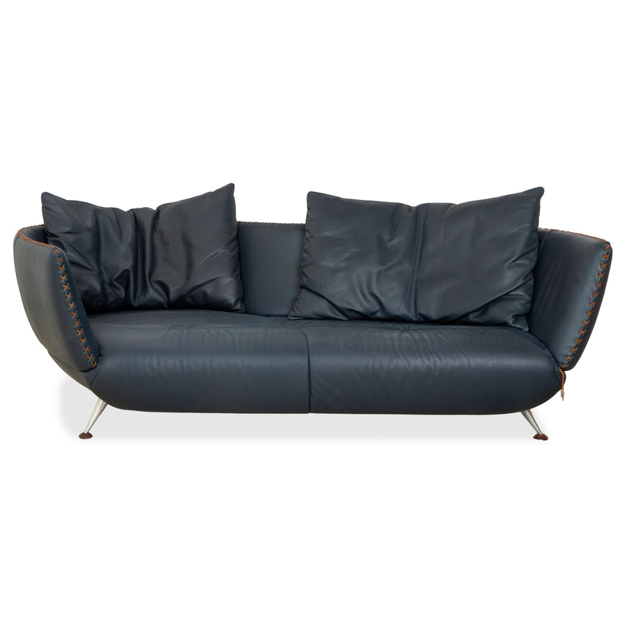 de Sede DS-102 Leder Dreisitzer Dunkelblau Marineblau Sofa Couch
