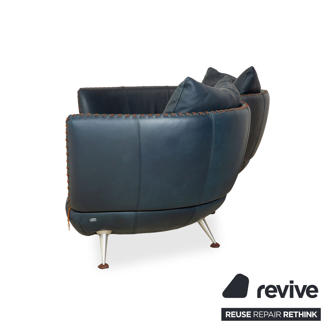 de Sede DS-102 Leder Dreisitzer Dunkelblau Marineblau Sofa Couch