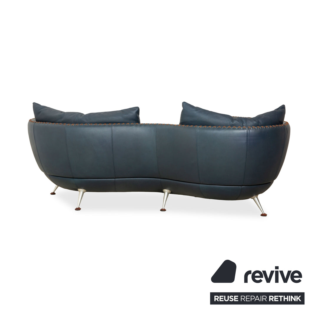 de Sede DS-102 Leder Dreisitzer Dunkelblau Marineblau Sofa Couch